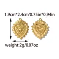 Pendente Cuore Sacro Dorato Ciondolo Vintage in Acciaio Inossidabile 1.9x2.4cm Accessorio - Stile Oro (TP2471-02)