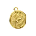 Pendente in acciaio inossidabile dorato con motivo a rosa per creazione gioielli DIY. - Rosa Oro (PJ0078-02)