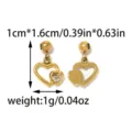 Goldener Herz Anhänger Zirkonia Gleitperle DIY Schmuck Zubehör für Halskette Armband - 1 Stück Packung (1x1.6cm)