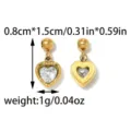 Goldener Zirkonia Herz Anhänger Schiebeperle, Größe 0.8x1.5cm, Gewicht 1g, DIY Schmuckzubehör. - 1 Stück Packung (0.8x1.5cm)