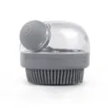 Grey silicone pet bath brush with liquid dispenser for dogs and cats grooming and bathing. - Liquid Refillable Bath Brush (Moonstone Gray)