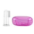 Brosse à dents de doigt pour animaux en silicone avec étui violet pour chiens et chats. - Rose avec boîte