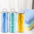 Toalla de secado para mascotas caja cilíndrica tela absorbente suave variante azul amarillo - Toalla absorbente con hebilla 66*43 cm / Rosa