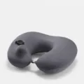 Press-inflation inflatable U-shaped neck pillow for travel, flights, and office rest. - Ice Silk Style - Dark Gray