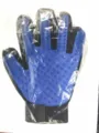 Blue pet grooming glove for dogs and cats with soft silicone tips and adjustable wrist strap. - Right Hand (OPP) / Blue