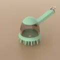 Pet bath brush with dispenser, green silicone massage brush for dogs and cats, easy cleaning tool. - Bath Brush / Green