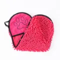 Guante de bano de chenille para mascotas perros gatos super absorbente secado rapido rosa 60x22cm - Engrosado / Rojo