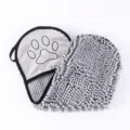 Toalla de baño de chenilla para perro gato guante absorbente secado rápido 60x22cm - Engrosado / Gris