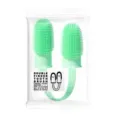 Kit de brosse à dents de doigt pour animaux en silicone pour chiens chats hygiène orale. - Brosse à dents à double tête, bleu-vert