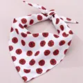 Bandana pour animal blanc avec motif de basket rouge, detail bave de chien chat. - 63*43*43 / Basketball
