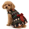 Détail de robe de Noël pour chien, vêtement noir pour animal avec nœud rouge pour petits animaux. - S / Noir