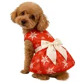 Robe de Noël pour animal de compagnie chat chien avec imprimé flocon et nœud papillon. - S / Rouge