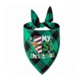 Grün schwarz kariertes Haustier Bandana für Hunde und Katzen, Polyester Weihnachtsschal. - Grünes Weihnachtsrentier