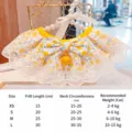 Sweet floral pet bib with lace and bell, cute cat dog collar for spring photos and daily wear. - XS / Yellow