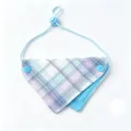 Bavoir à carreaux réglable pour animal de compagnie, design double face, collier chat chien. - S (1-2,5 kg) / Modèle à carreaux bleu clair