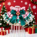 Christmas pet bib lace dog scarf cute cat collar festive holiday costume accessory - Green