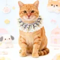 Cute floral lace pet cat bib princess style sweet saliva towel for small dogs and cats - XS / Floral Blue