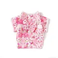 Kimono giapponese rosa per animali domestici cani gatti yukata floreale carino con fiocco - Taglia M / Rosa