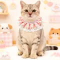 Cute pink lace pet bib, princess style cat collar and adorable small dog decorative neckwear. - Fairy Pink
