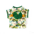 Kimono giapponese per animali domestici cani gatti stampa floreale fiocco verde inverno - Verde