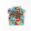 Kimono giapponese blu per animali domestici con grande fiocco, grazioso vestito per gatti. - Blu