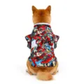 Japanese style kimono pet clothes for small dogs and cats, vibrant floral design variant - Black (Self-Colored Bow)