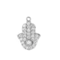 Silber Hamsa Hand Anhänger Zirkonia Edelstahl DIY Schmuckherstellung Charms Accessoire - Hand der Fatima Silber (PJ0083-01)