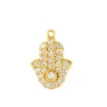 Goldener Edelstahl Zirkonia Hamsa Hand Anhänger für DIY Schmuckherstellung Zubehör. - Hand der Fatima Gold (PJ0083-02)