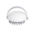 Silicone pet bath brush with handle, soft massage bristles for cats and dogs grooming cleaning. - Moonlight White