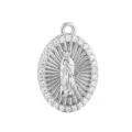 Silberner Zirkonia besetzter Jungfrau Maria Anhänger Charm für DIY Halskette Schmuck - Jungfrau Maria Stil Silber (PJ0086-01)