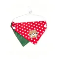 Cute reversible pet bandana in red polka dot and green with lovely cat embroidery for cats. - Red Cat Embroidered Patch
