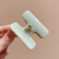 Molla per capelli in acetato a forma di H in stile coreano con fiocco dorato per donne. - Pinza Capelli Fiocco H / Verde