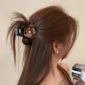 Molla per capelli fiore perla marrone cioccolato grande clip per capelli spessi dettaglio. - Molletta Farfalla / Taglia S / Caffè Caramello