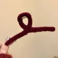 Dunkelrote Samt Haarkralle für Damen Winter elegante Haarklammer Haarstyling Zubehör - Retro Kupfer