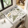 Tapis de recouvrement pour machine à laver diatomite carré détails de scène buanderie. - Fleurs printanières 7