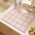 Minimalist plaid diatomaceous earth kitchen draining mat, absorbent counter pad for coffee bar. - 30x40cm / Pink Blue Candy