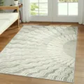 Modern abstract wave sun pattern area rug in grey and white, cozy living room decor detail. - 40x60cm (Skin-Friendly Fleece) / JQ-Abstract Wave-2
