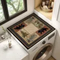 Cubierta antipolvo para lavadora resistente con diseño rústico de oso y pino de bosque - 50cm*60cm / Estilo chino 08