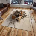 Λεπτομερής εικόνα χαλιού 3D με τίγρη που βρυχάται, ζωντανή εκτύπωση και αντιολισθητική υφή. - 40x60cm (Φιλικό προς το Δέρμα) / QDJD Tiger-3