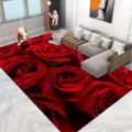 Superbe grand tapis de salon 3D rose rouge, tapis de sol antidérapant et doux pour la décoration. - 40*60cm (Surface Douce) / Rose-8