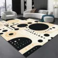 Tappeto soggiorno geometrico moderno motivo astratto nero beige morbido tappeto pavimento dettaglio - 40*60cm (Velluto Delicato) / Geometria a pois-4