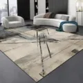 Vue de détail de tapis de style encre abstraite moderne, idéale pour canapé et hôtel. - 40*60cm (Velours Doux) / Peinture à l'encre noir et blanc - 3