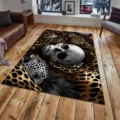 Μεγάλο 3D Χαλί Σαλονιού Κρανίο Λεοπάρδαλη Αντιολισθητικό για Υπνοδωμάτιο και Δάπεδο - 40x60cm (Φιλικό προς το Δέρμα) / QDJD Tiger-4