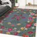 Nordischer moderner Blumenteppich für das Wohnzimmer, stilvoller Teppich fürs Schlafzimmer. - 1119HHdt-5