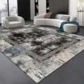 Modern minimalist grey living room carpet, abstract pattern design, wear-resistant mat. - 80x160cm (Skin-friendly Plush) / Gray Minimalist Carpet 5
