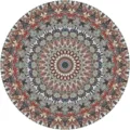 Vue détaillée de tapis rond style bohème avec motif mandala rétro, texture douce et élégante. - Tapis persan BO-5
