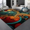Tappeto geometrico astratto per soggiorno vista dettagliata, colori vivaci, morbido velluto. - 40*60cm (Velluto Delicato) / Geometrico a pois-1