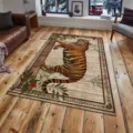 Large living room area rug with tiger print and vintage border design for bedroom and home decor. - QDJD Tiger-5