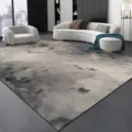 Détail de tapis abstrait style encre noir et blanc dans un salon moderne luxueux. - 40*60cm (Velours Doux) / Peinture à l'encre noir et blanc - 4
