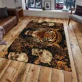 Large living room area rug with tiger and skull print, non-slip gothic floor mat for bedroom sofa. - QDJD Tiger-7